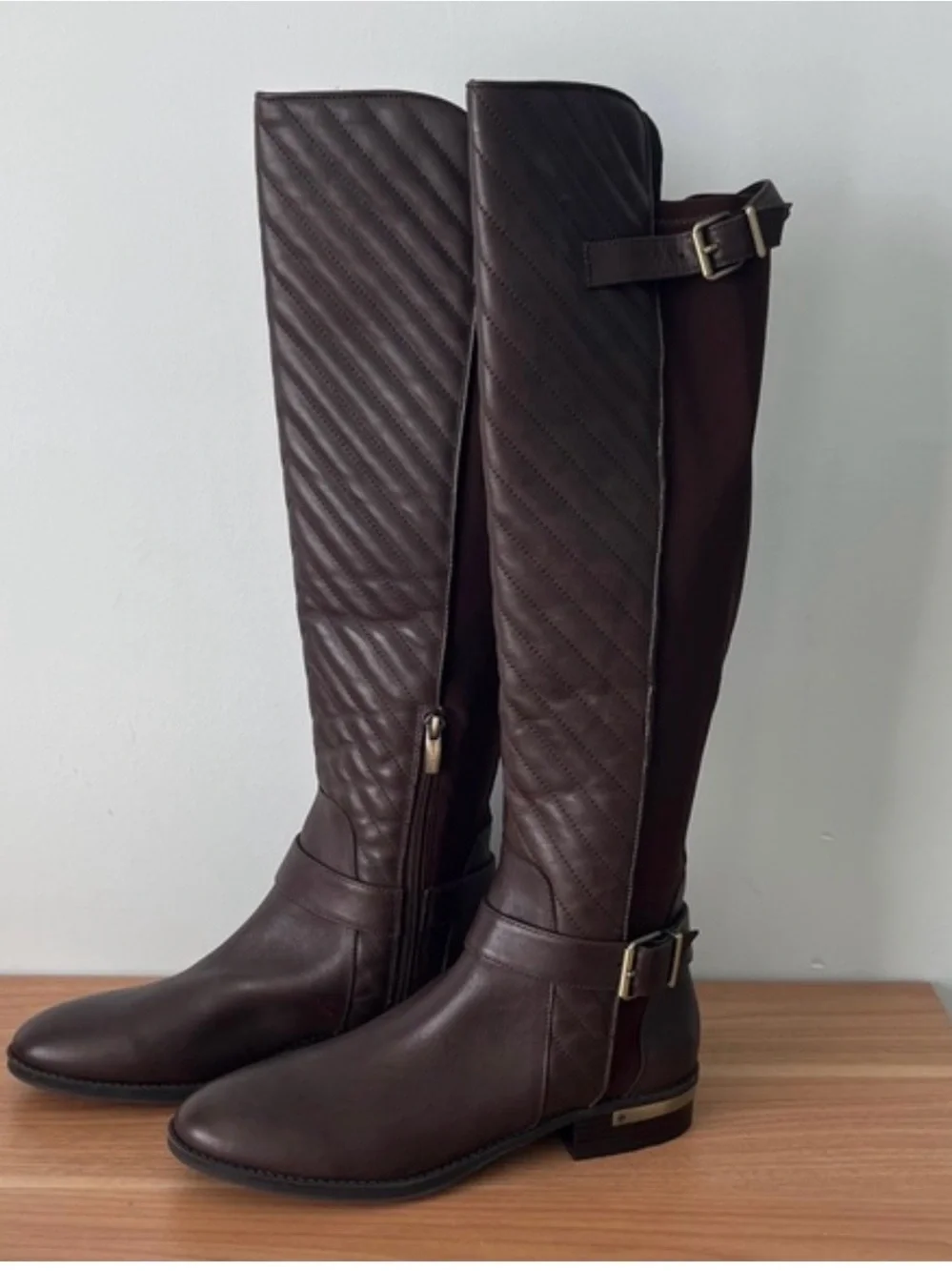Vince Camuto Panyma Quilted Over-the-Knee Riding Boots - Dark Brown Size 8.5